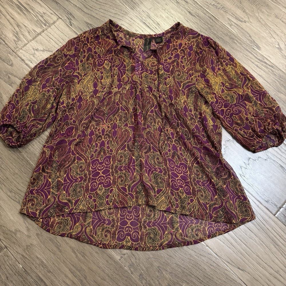 Petticoat Alley Women's XS Multi color Blouse Feminine BOHO 3/4 sleeve